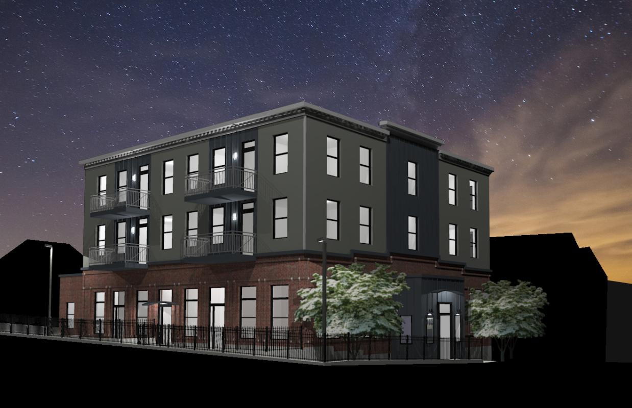 Rendering of exterior at night