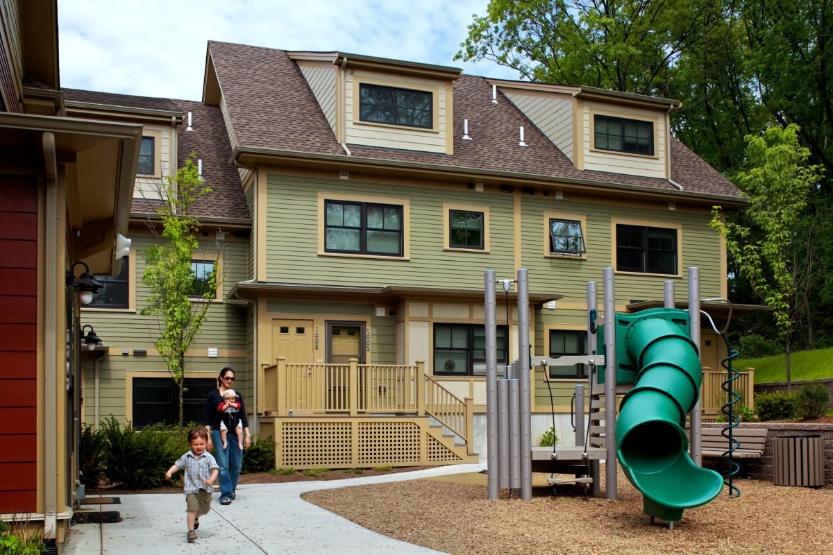 Rear exterior view with playground