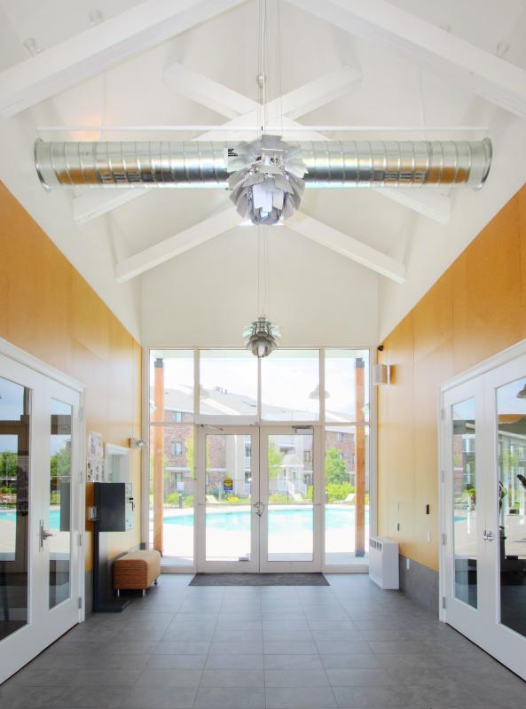 Lobby interior with vaulted ceiling