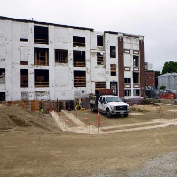 Exterior view of building under construction