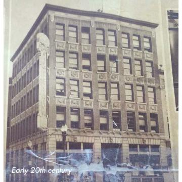 Historic photo of building's exterior, dating back to the early 20th century